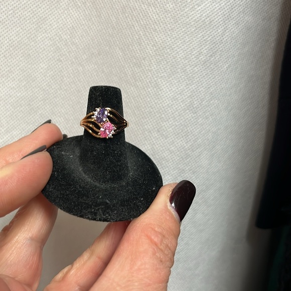 Beautiful Rose Gold Plated 2 Stone Ring - Picture 5 of 9